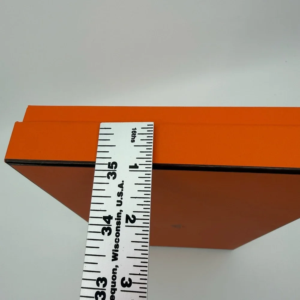 Hermes Empty Gift Box Orange 7x14x1 Authentic Logo Tissue Ribbon Luxury